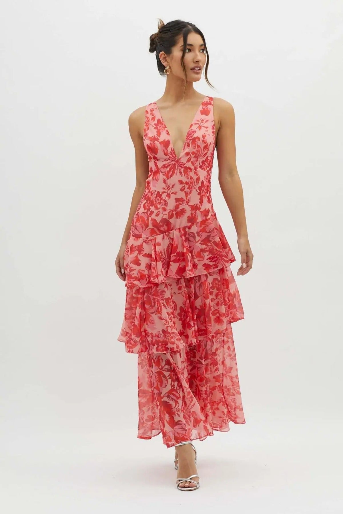 Sylvia | Women's V-Neck Tiered Maxi Dress