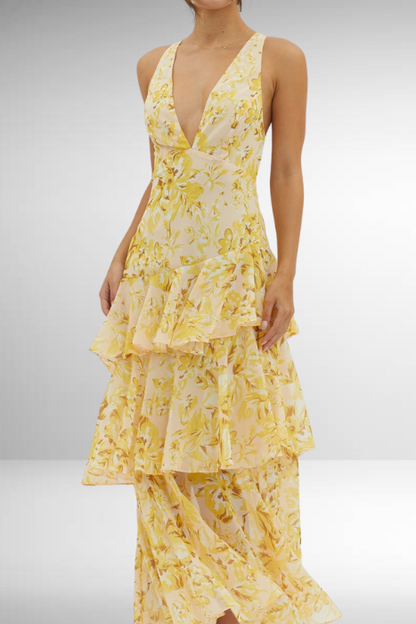 Sylvia | Women's V-Neck Tiered Maxi Dress