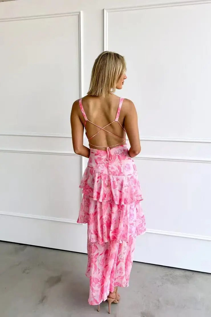 Sylvia | Women's V-Neck Tiered Maxi Dress