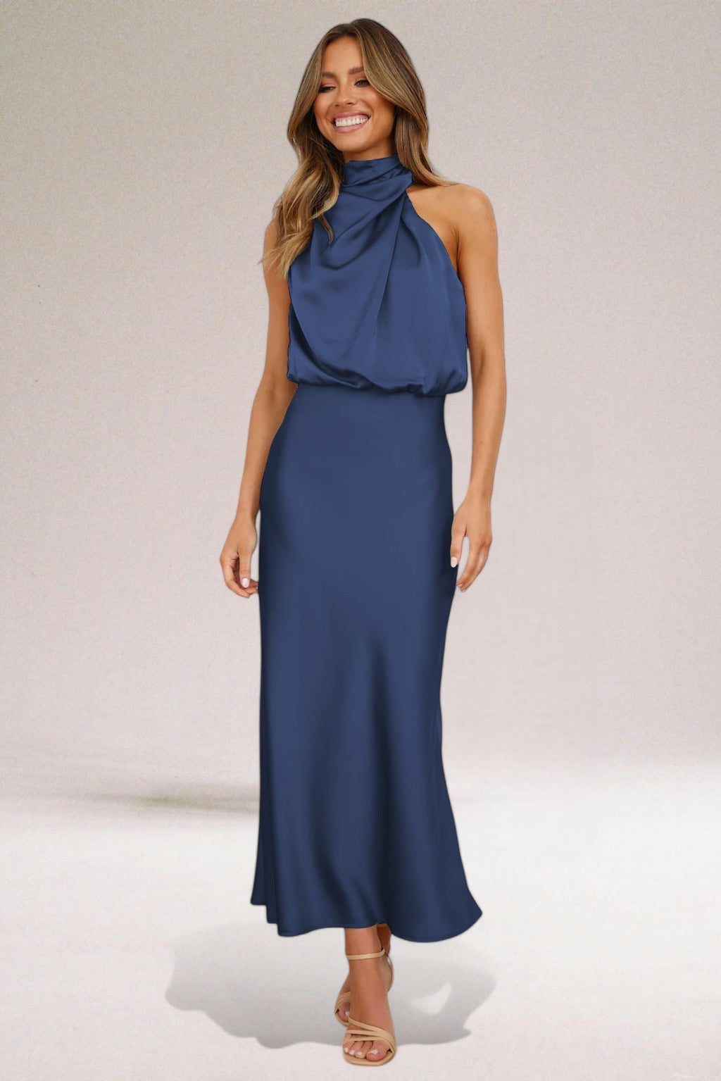 Tammy | Women's Sleeveless Halter Midi Dress
