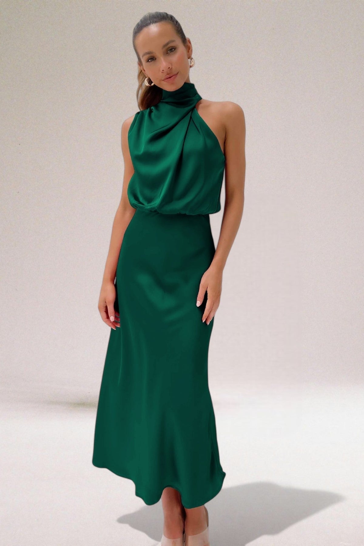 Tammy | Women's Sleeveless Halter Midi Dress