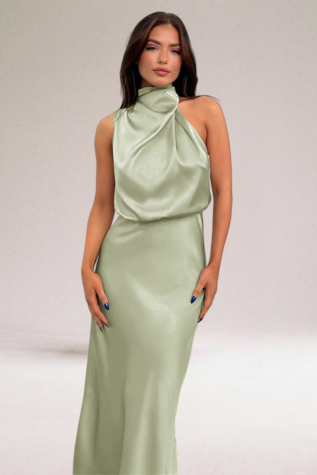 Tammy | Women's Sleeveless Halter Midi Dress