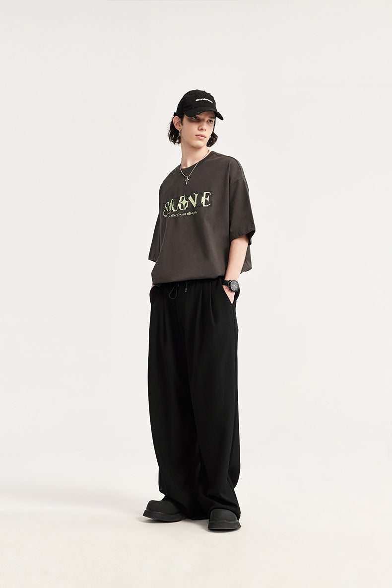 Taylor | Men's Wide Leg Pleated Drawstring Trousers