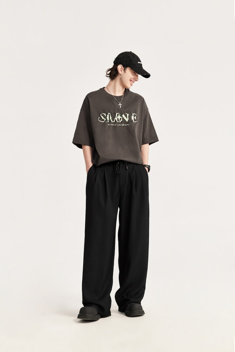 Taylor | Men's Wide Leg Pleated Drawstring Trousers