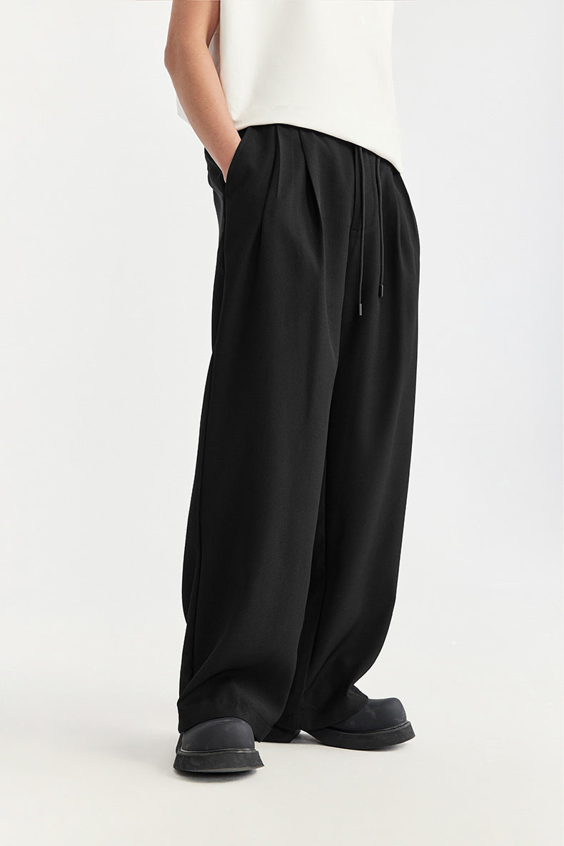 Taylor | Men's Wide Leg Pleated Drawstring Trousers