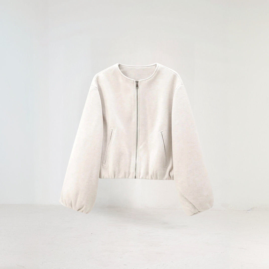 Teresa | Women's Balloon Sleeve Zip-Up Bomber Jacket