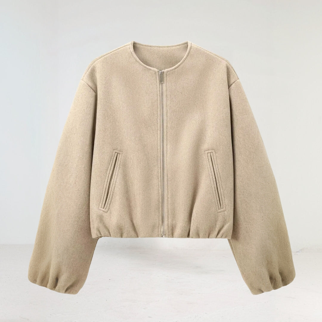 Teresa | Women's Balloon Sleeve Zip-Up Bomber Jacket