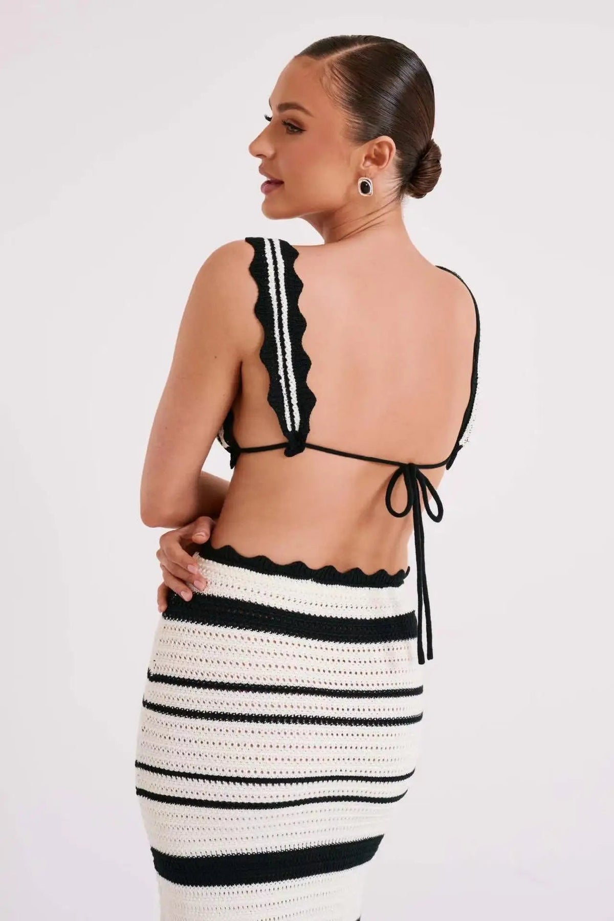 Teresa | Women's Scalloped Bodycon Midi Skirt Set