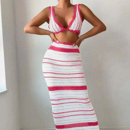 Teresa | Women's Scalloped Bodycon Midi Skirt Set