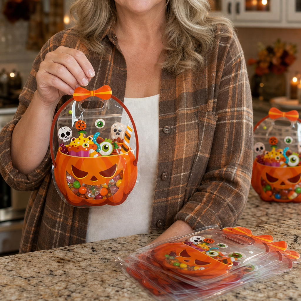 Transparent Zippered Pumpkin Favor Bags (30-Pack)