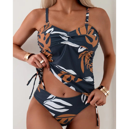 Tropical Style Tankini with Adjustable Straps