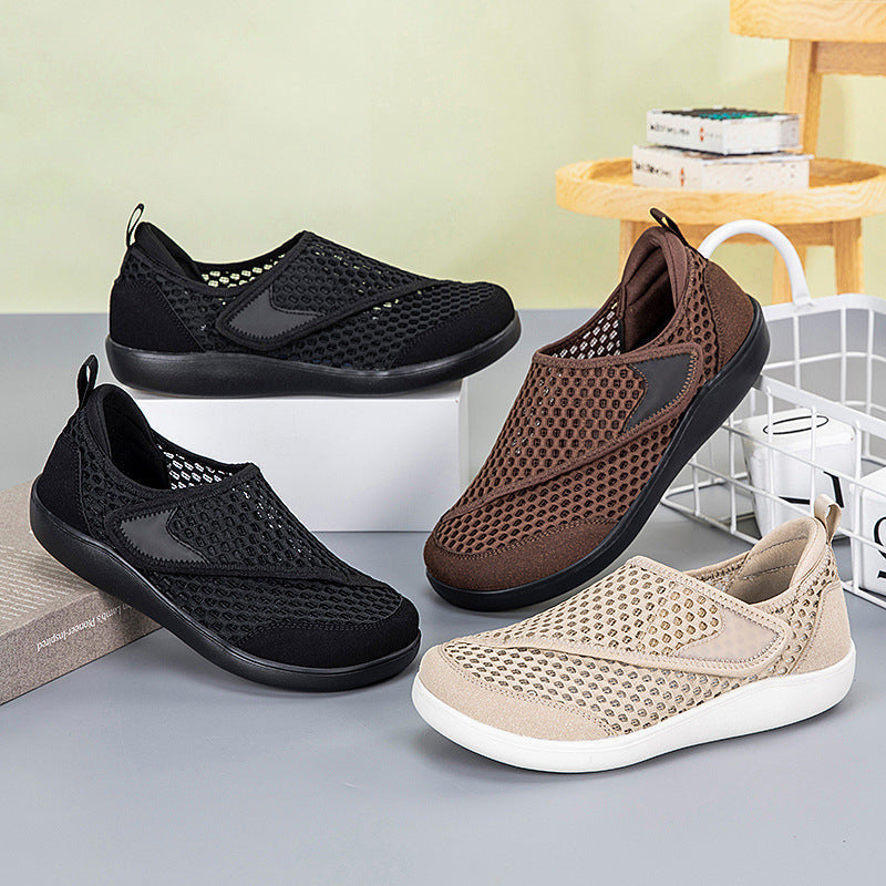 Unisex Breathable Mesh Slip-Ons with Adjustable Velcro Strap and Memory Foam Insole