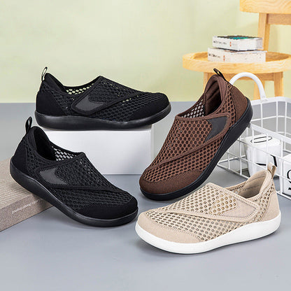 Unisex Breathable Mesh Slip-Ons with Adjustable Velcro Strap and Memory Foam Insole