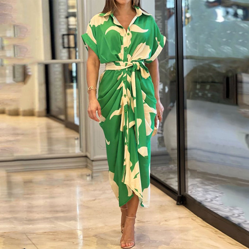 Veronica | Women's Tie Waist Midi Shirt Dress
