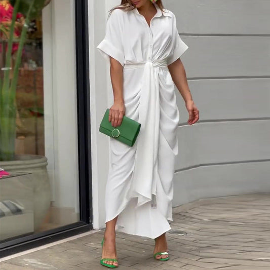 Veronica | Women's Tie Waist Midi Shirt Dress