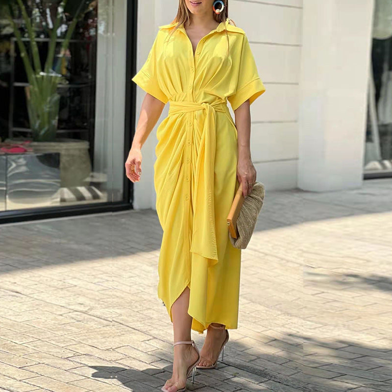 Veronica | Women's Tie Waist Midi Shirt Dress