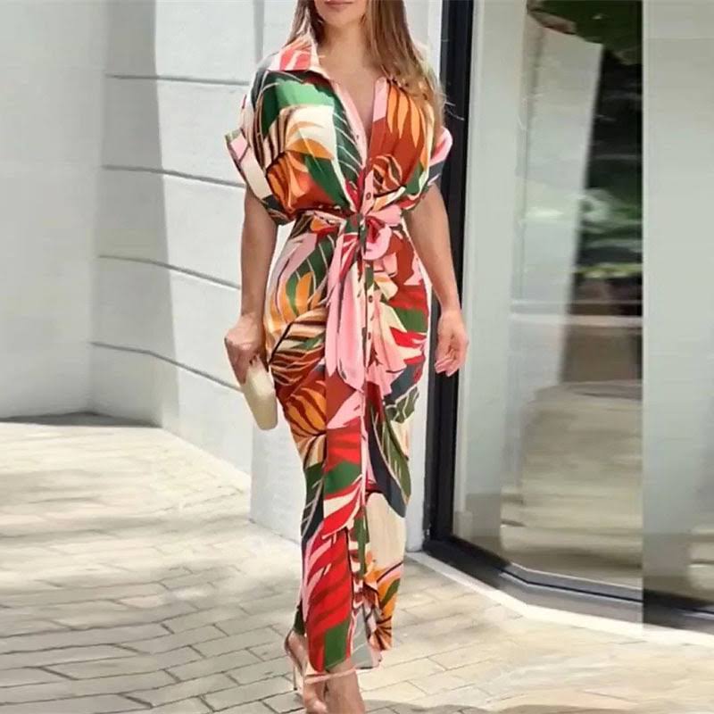 Veronica | Women's Tie Waist Midi Shirt Dress