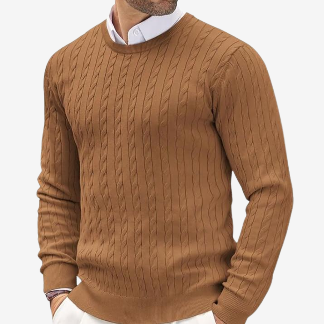 Victor | Men's Crew Neck Cable Knit Sweater