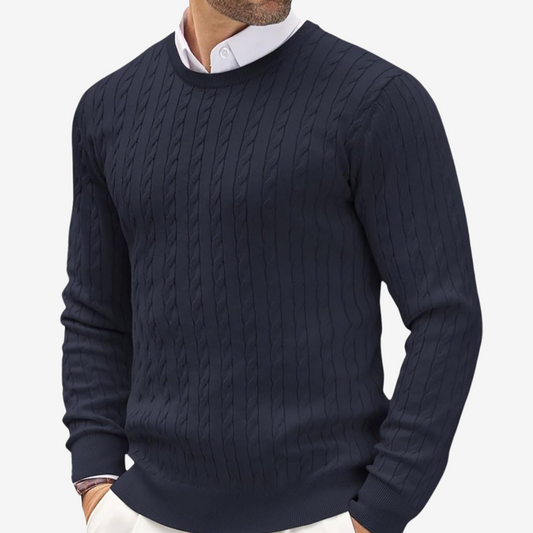 Victor | Men's Crew Neck Cable Knit Sweater