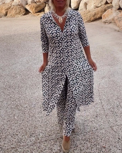 Vivian | Women's Printed Wide Leg Pant Set