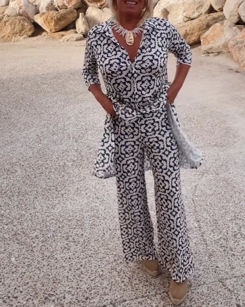 Vivian | Women's Printed Wide Leg Pant Set