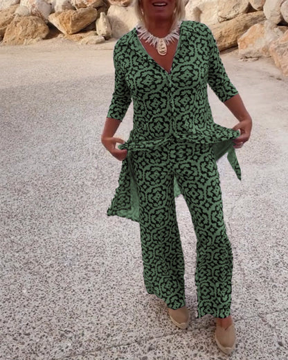 Vivian | Women's Printed Wide Leg Pant Set