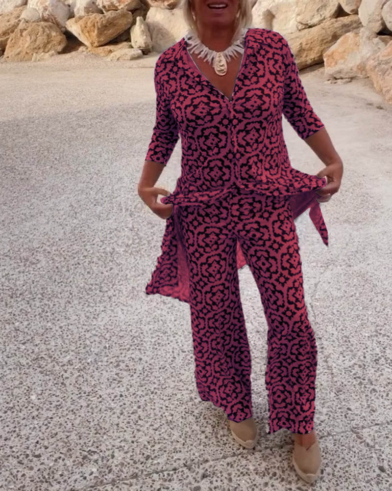 Vivian | Women's Printed Wide Leg Pant Set