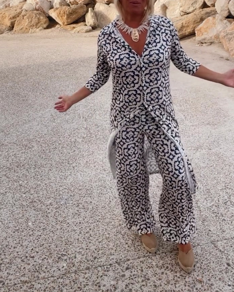 Vivian | Women's Printed Wide Leg Pant Set