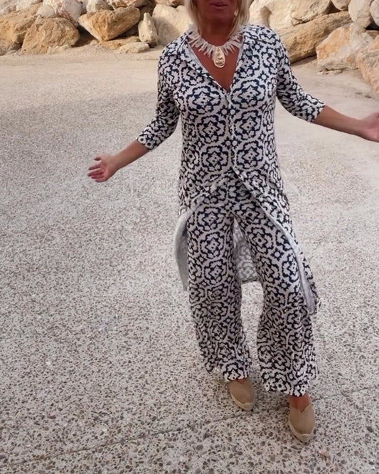 Vivian | Women's Printed Wide Leg Pant Set