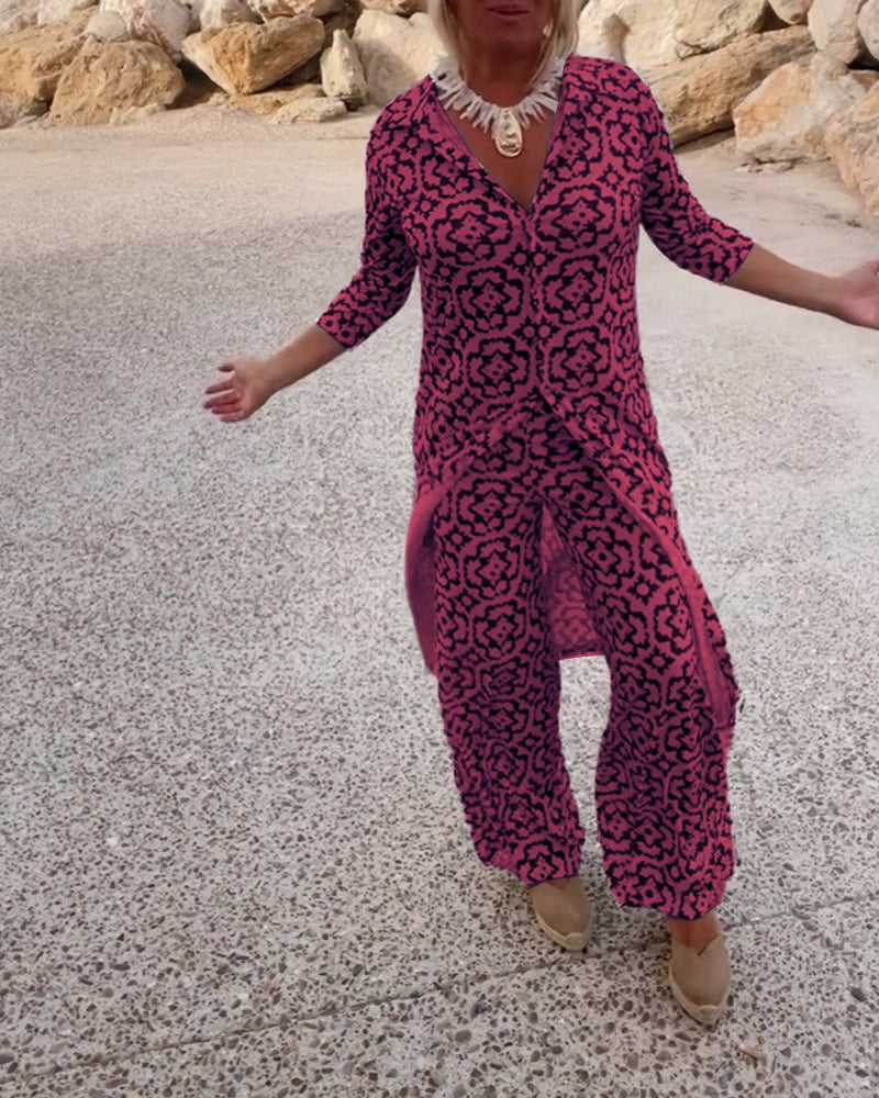 Vivian | Women's Printed Wide Leg Pant Set