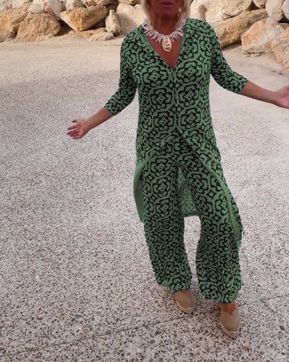 Vivian | Women's Printed Wide Leg Pant Set