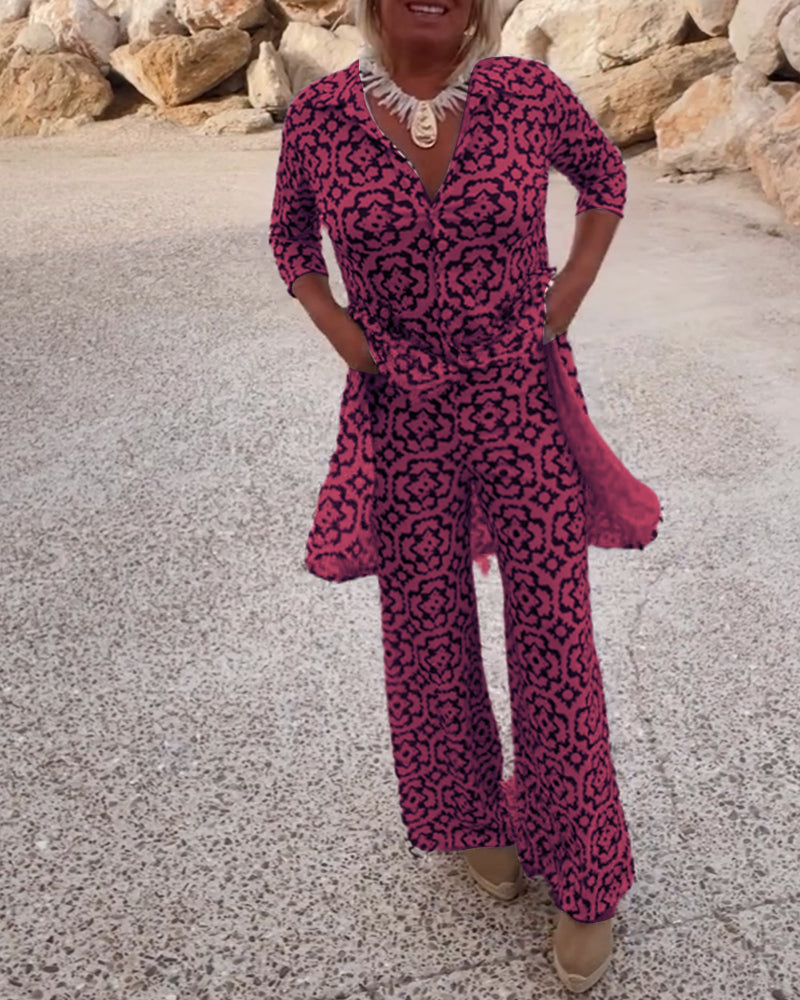 Vivian | Women's Printed Wide Leg Pant Set