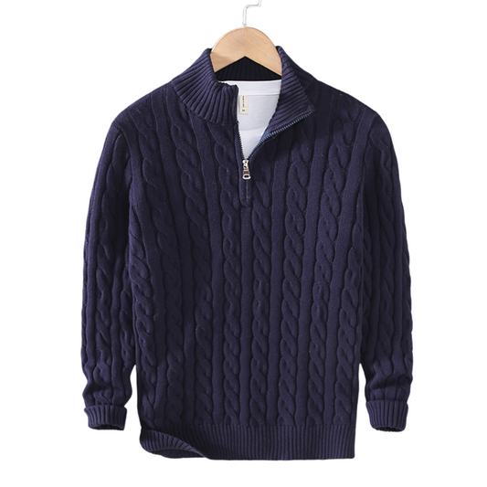 Wayne | Men's Quarter Zip Cable Knit Sweater