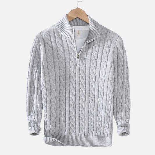 Wayne | Men's Quarter Zip Cable Knit Sweater