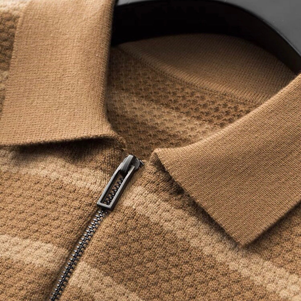 Wes | Men's Zipper Striped Polo Shirt