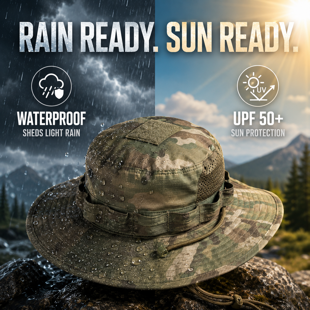 Wide-Brim Tactical Camouflage Bucket Hat