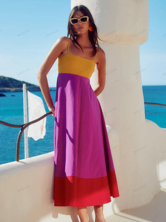 Winnie | Women's Spaghetti Strap A-Line Midi Dress