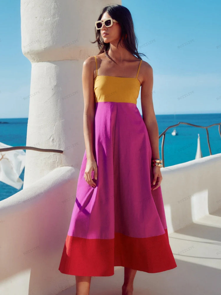 Winnie | Women's Spaghetti Strap A-Line Midi Dress
