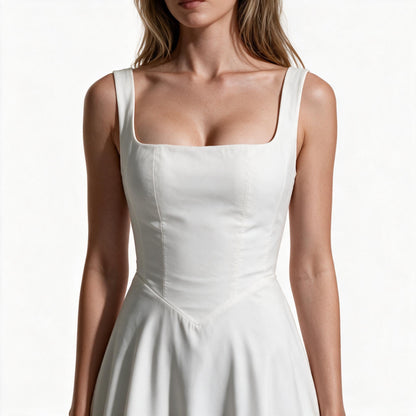 Women's A-Line Square-Neck Midi Dress