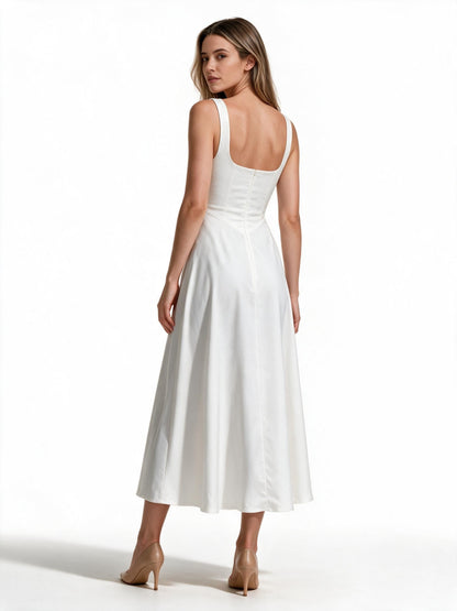 Women's A-Line Square-Neck Midi Dress