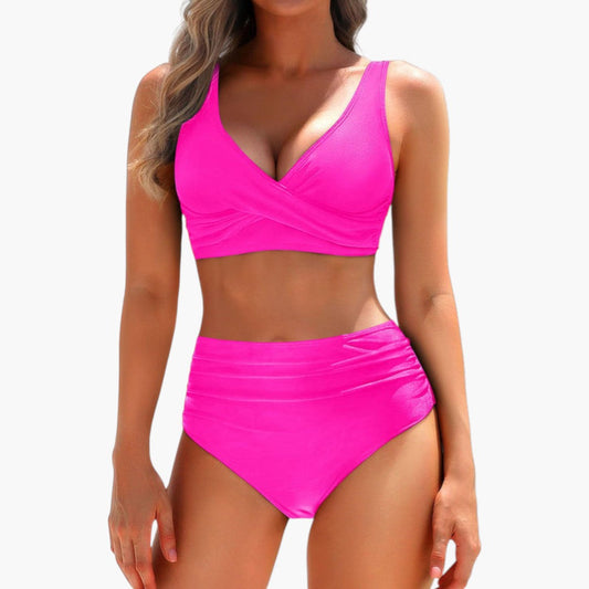 Women's Bikini Set with Adjustable Top and High Waist
