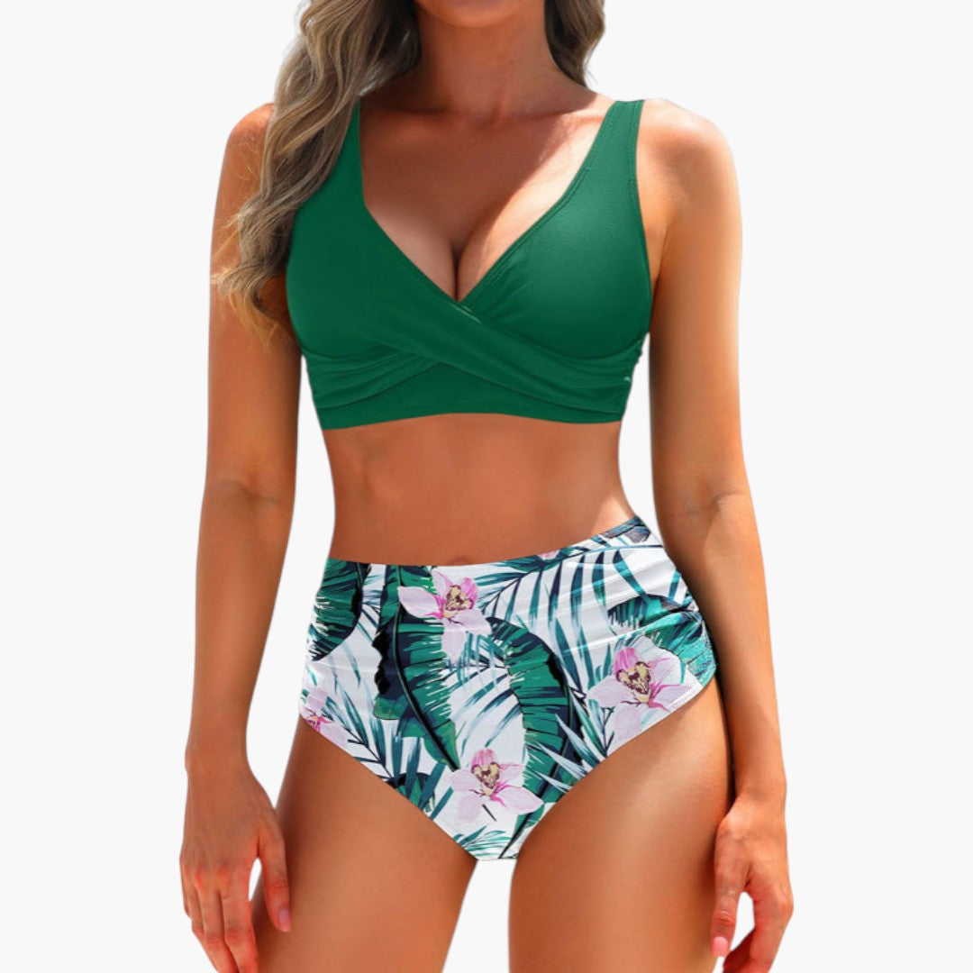 Women's Bikini Set with Adjustable Top and High Waist
