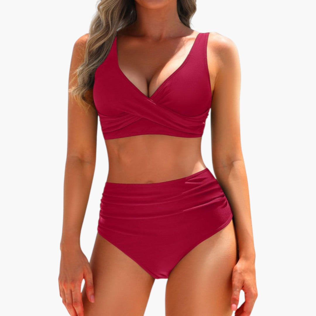 Women's Bikini Set with Adjustable Top and High Waist