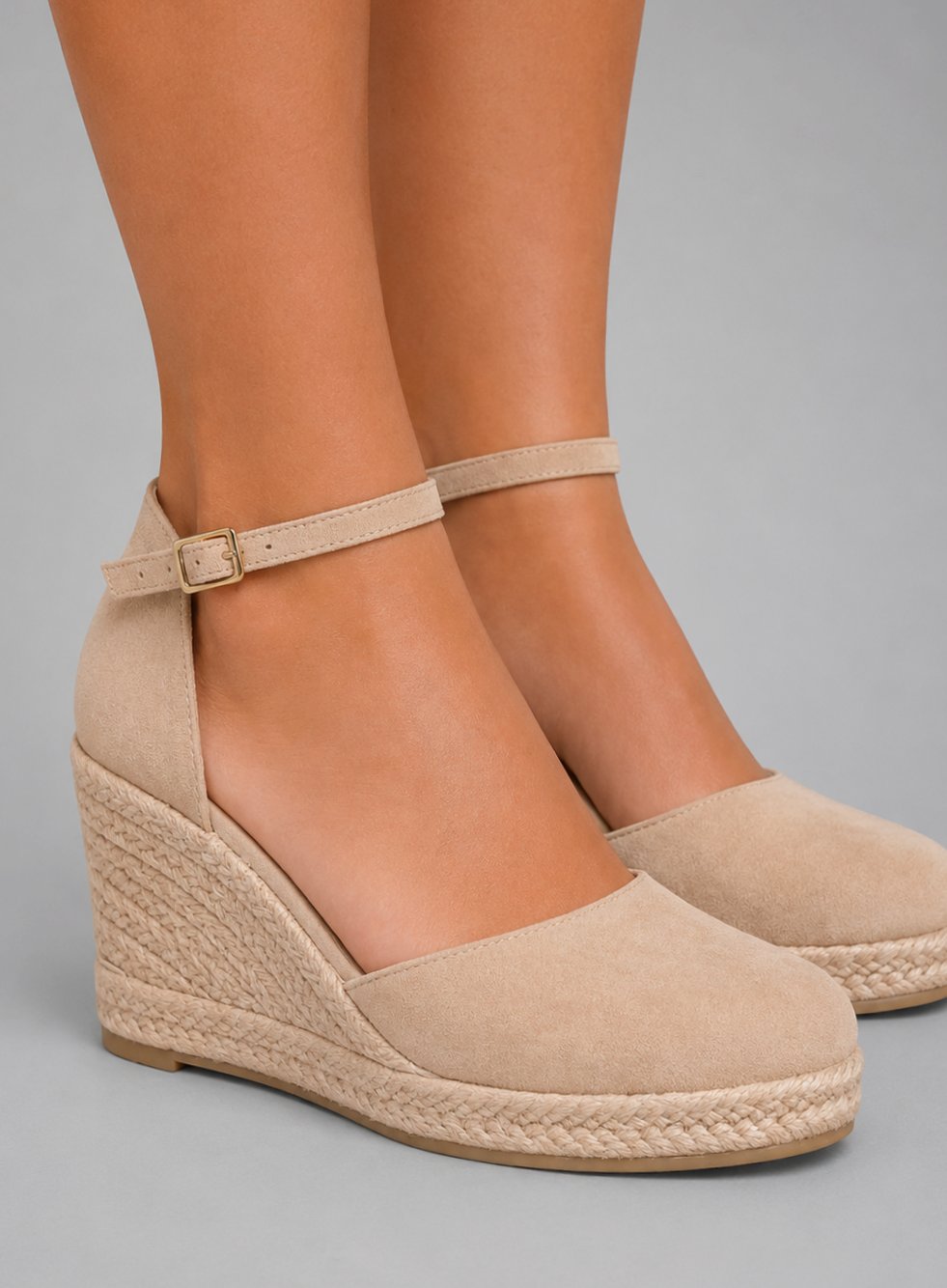 Women's Black Closed-Toe Espadrille Wedge Sandals with Ankle Strap