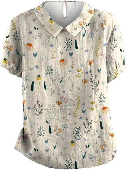 Women's Blouse with Delicate Floral Pattern, Soft Pastel Shades & Airy Fabric