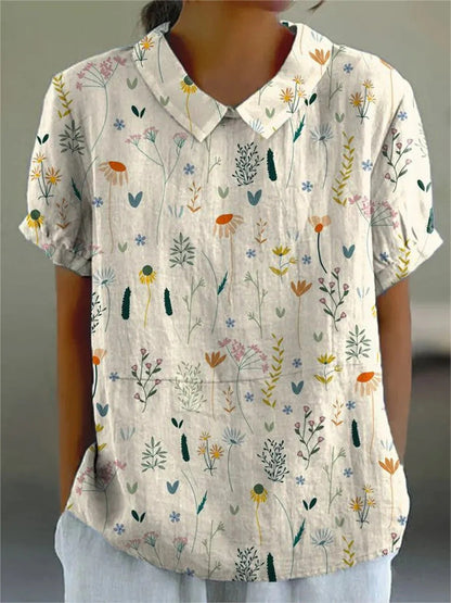 Women's Blouse with Delicate Floral Pattern, Soft Pastel Shades & Airy Fabric