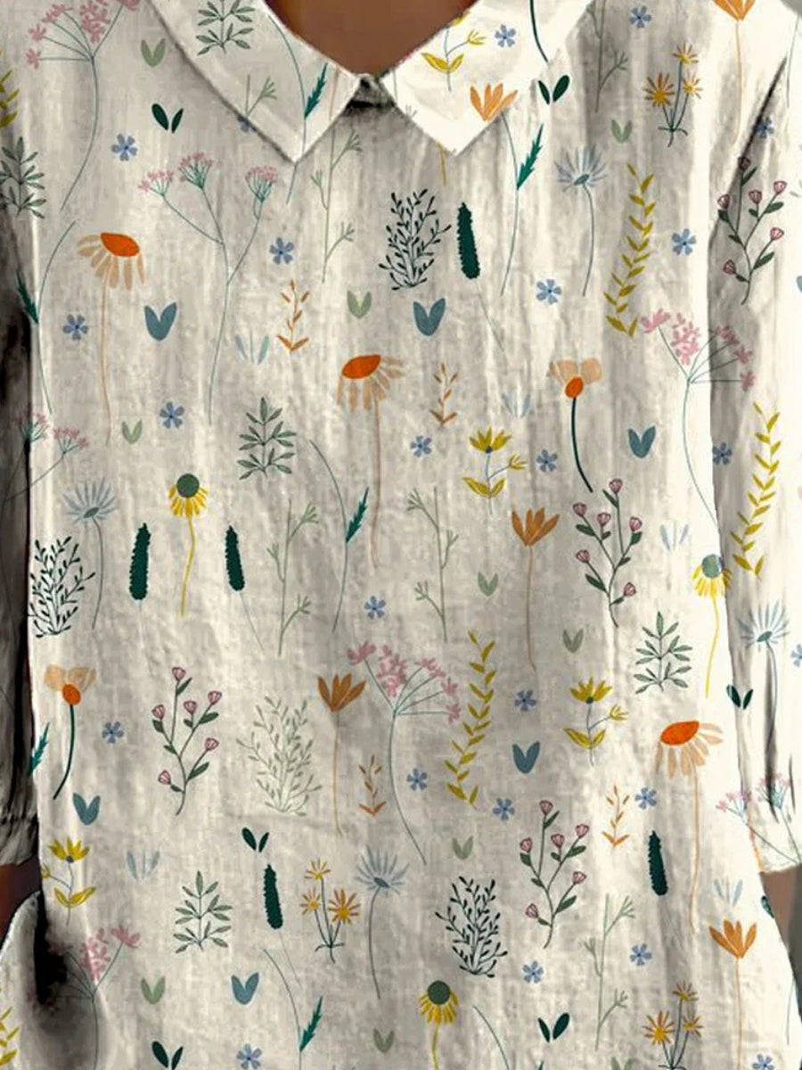 Women's Blouse with Delicate Floral Pattern, Soft Pastel Shades & Airy Fabric