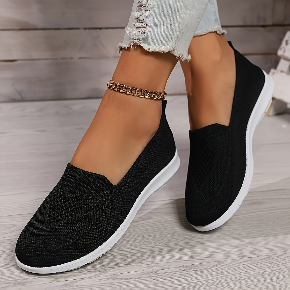 Women's Breathable Knit Slip-On Walking Shoes