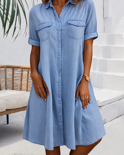 Women's Button-Through Denim Shirt Dress