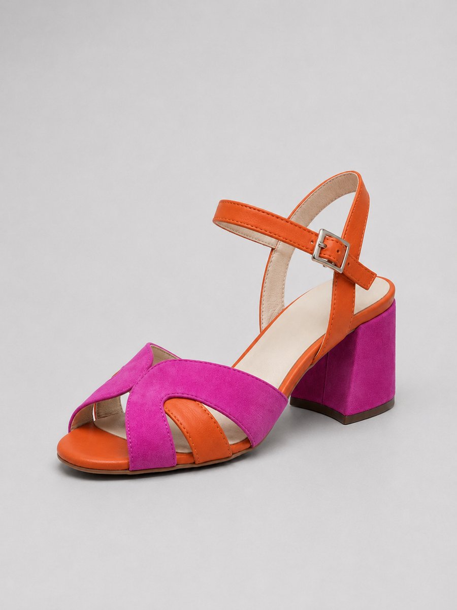 Women's Color-Block Open-Toe Block Heel Sandals